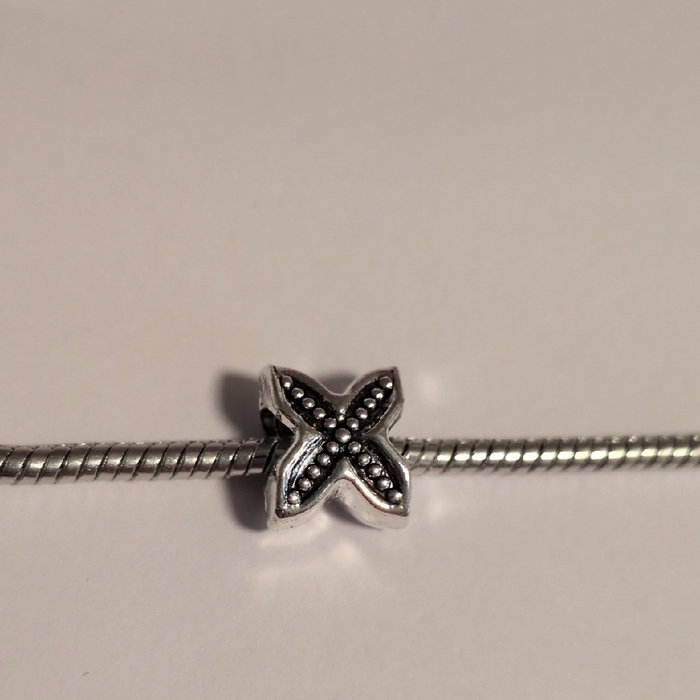 Silver Studded X Spacer Charm for Pandora Style‎ Bracelet